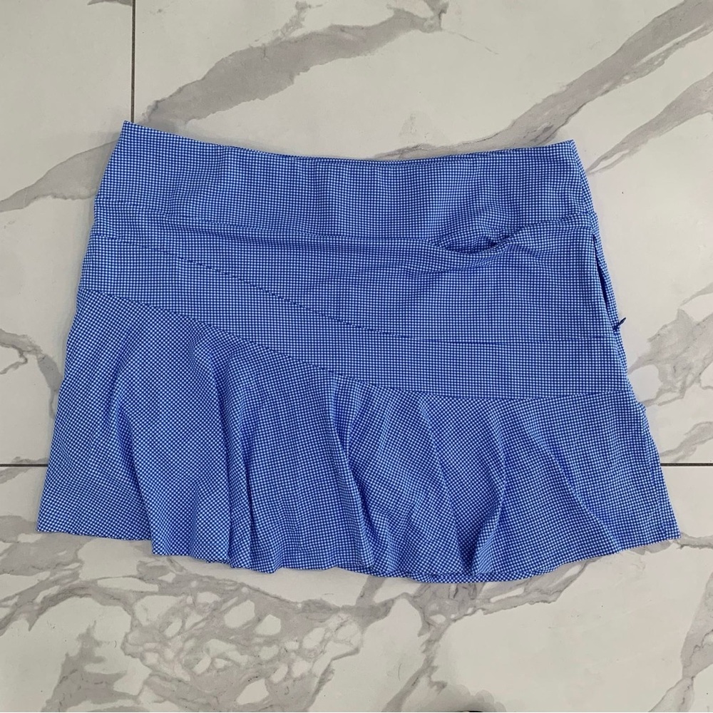IBKUL Periwinkle Micro-Check Skater Skirt